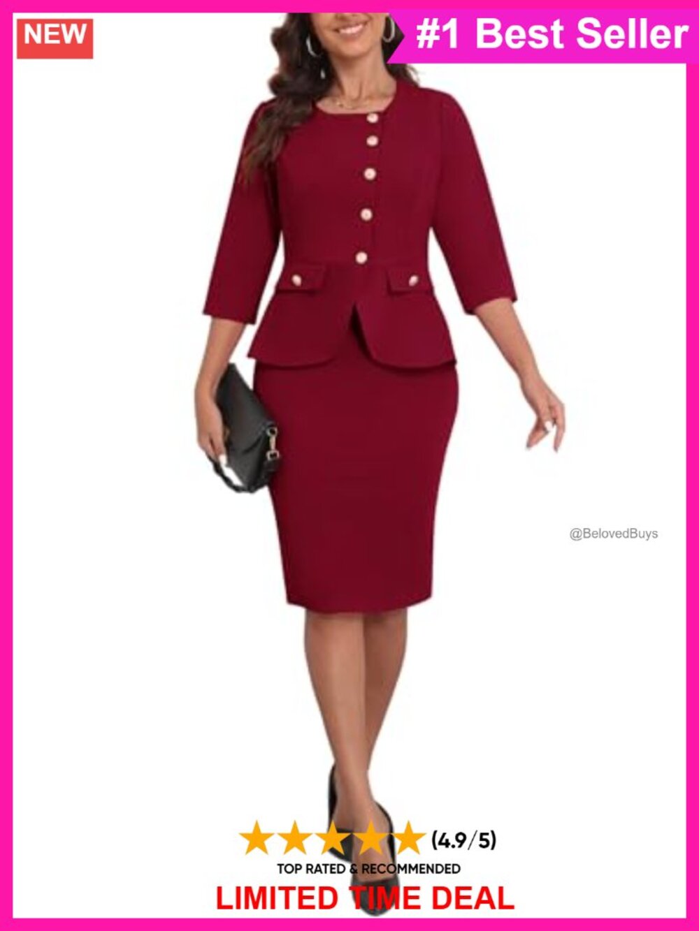 Women 2 Piece Skirt Suit Set Polyester Spandex Business Casual